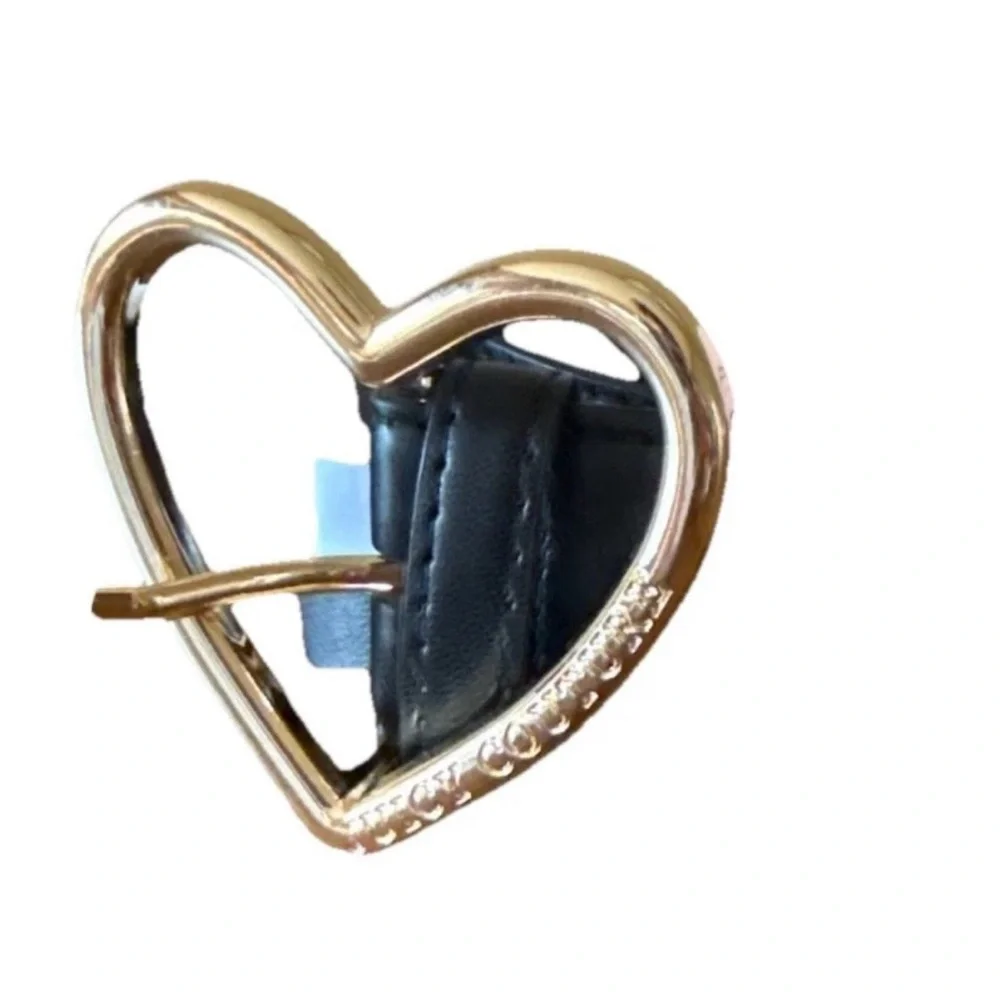 JUICY COUTURE Black BELT Gold Tone Heart Buckle NEW IN BOX L/XL